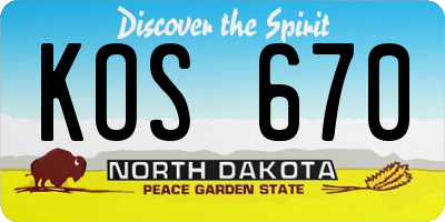ND license plate KOS670