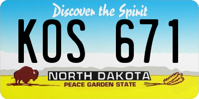 ND license plate KOS671