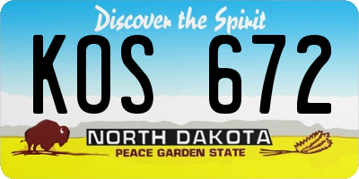 ND license plate KOS672