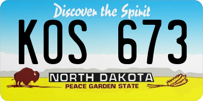 ND license plate KOS673