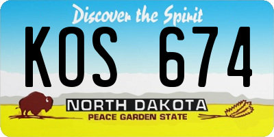 ND license plate KOS674