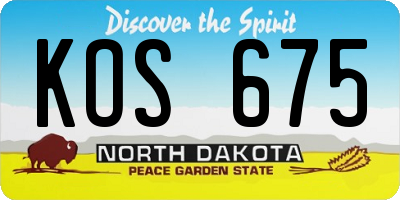 ND license plate KOS675
