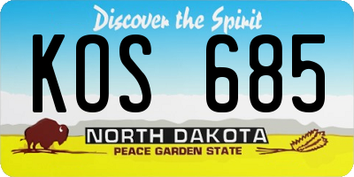 ND license plate KOS685