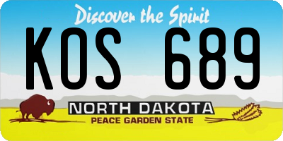 ND license plate KOS689