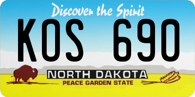ND license plate KOS690