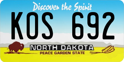 ND license plate KOS692