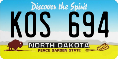 ND license plate KOS694