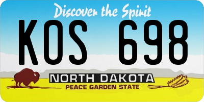 ND license plate KOS698