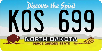 ND license plate KOS699