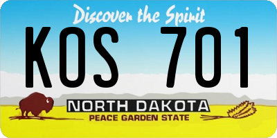 ND license plate KOS701