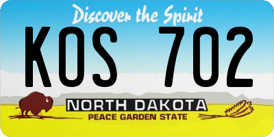 ND license plate KOS702