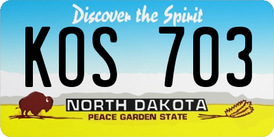 ND license plate KOS703