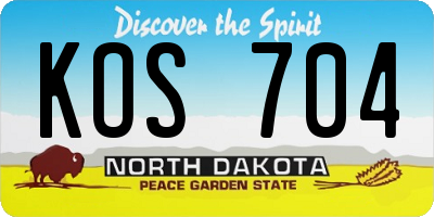ND license plate KOS704