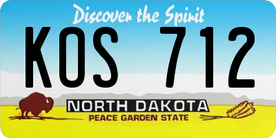 ND license plate KOS712