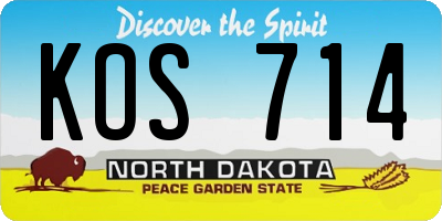 ND license plate KOS714