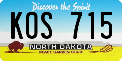 ND license plate KOS715