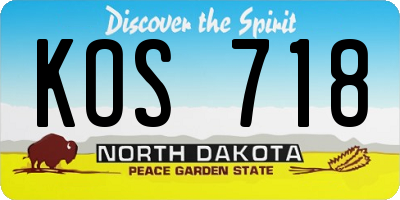 ND license plate KOS718