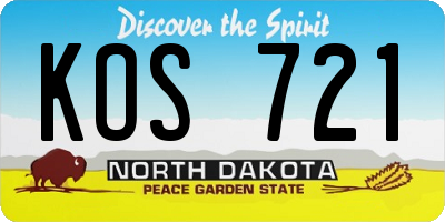 ND license plate KOS721