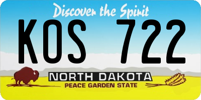 ND license plate KOS722