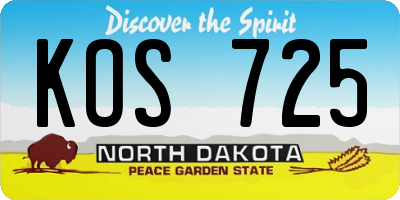 ND license plate KOS725