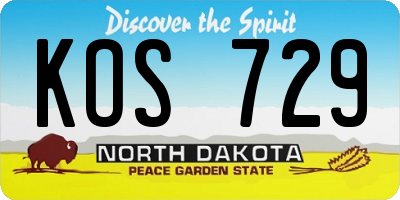 ND license plate KOS729