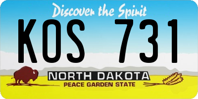 ND license plate KOS731