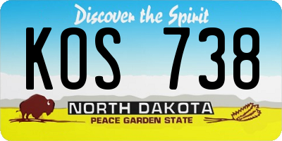 ND license plate KOS738