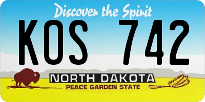 ND license plate KOS742