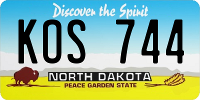 ND license plate KOS744