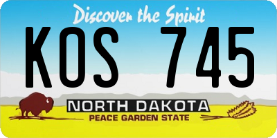 ND license plate KOS745
