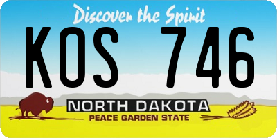 ND license plate KOS746
