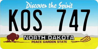 ND license plate KOS747