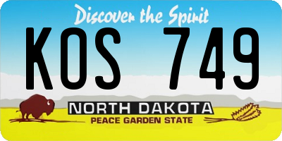 ND license plate KOS749