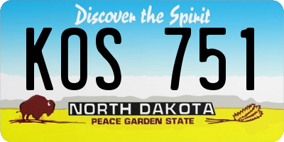 ND license plate KOS751
