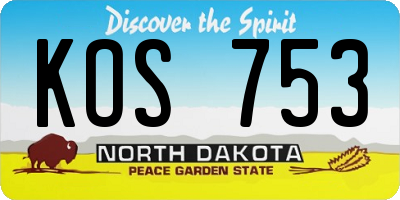 ND license plate KOS753