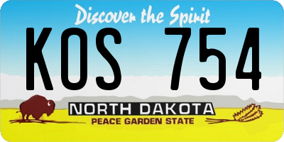 ND license plate KOS754