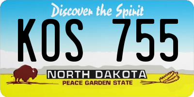 ND license plate KOS755