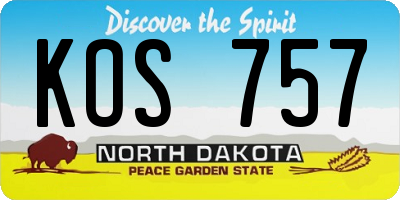 ND license plate KOS757