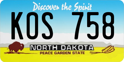 ND license plate KOS758