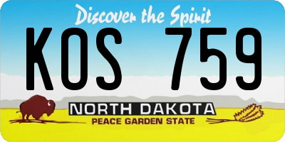 ND license plate KOS759