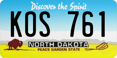 ND license plate KOS761