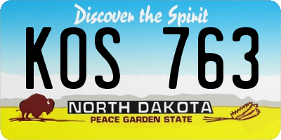 ND license plate KOS763