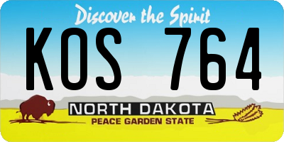 ND license plate KOS764