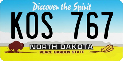 ND license plate KOS767