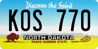 ND license plate KOS770