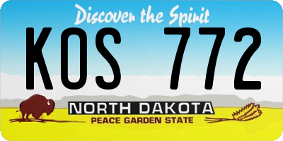 ND license plate KOS772