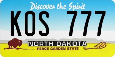 ND license plate KOS777