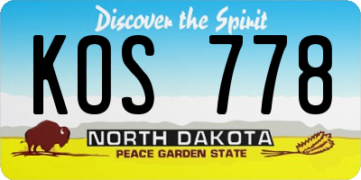 ND license plate KOS778