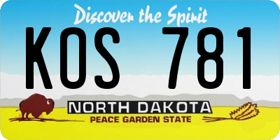 ND license plate KOS781