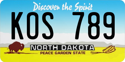 ND license plate KOS789